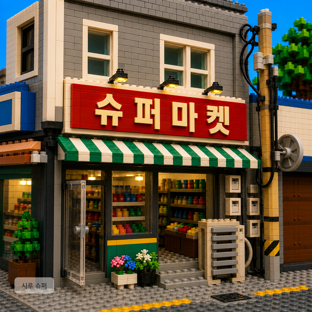 AI 블록 미니어처 가게 카드 (사진 1장형)