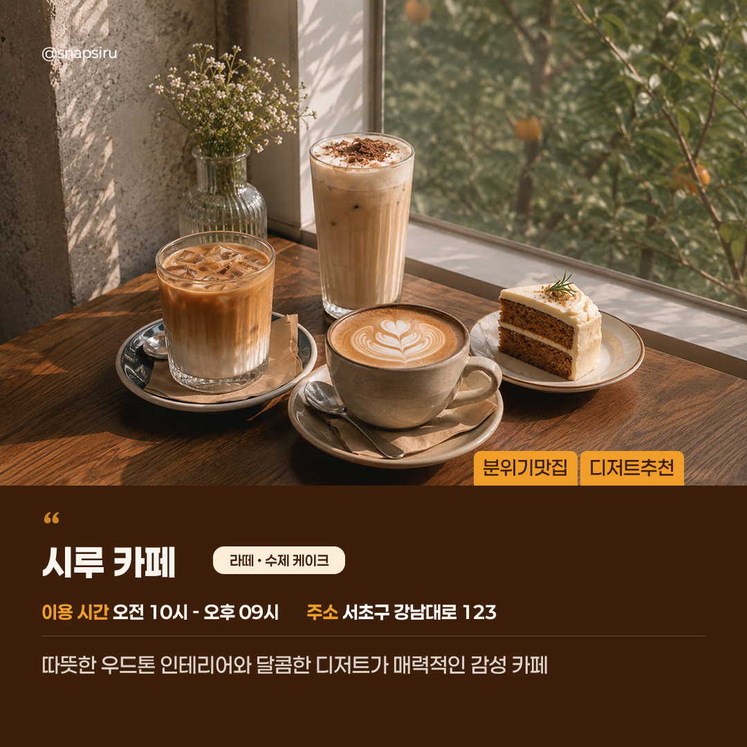감성 가게 소개 카드 (사진 1장형)